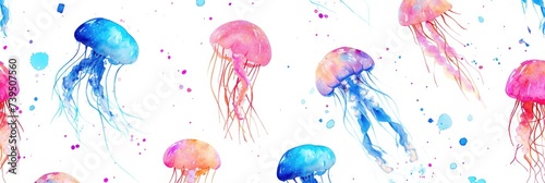 Jellyfish painted in watercolor 