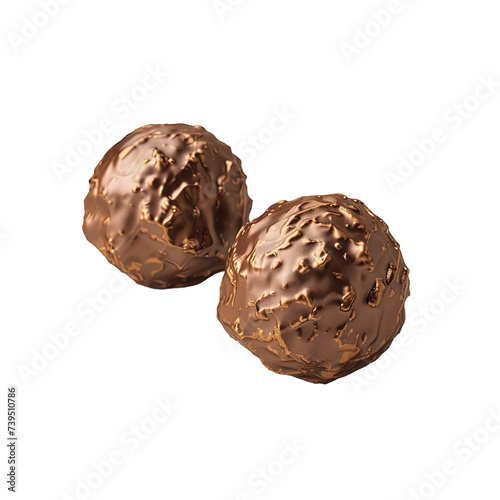 Chocolate candy ball shape filled with nuts, isolated on white background.