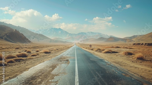 Road trip scenery, open highway, desert landscape, adventure awaits