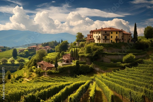 Scenic vineyard in Italy at summer day