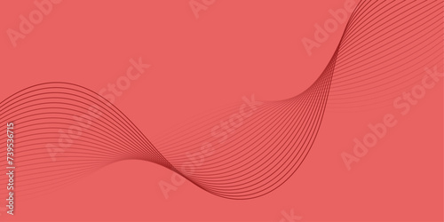 Abstract background with waves for banner. Medium banner size. Vector background with lines. Red gradient. Interior. Brochure, booklet. Valentine's Day. Women's Day