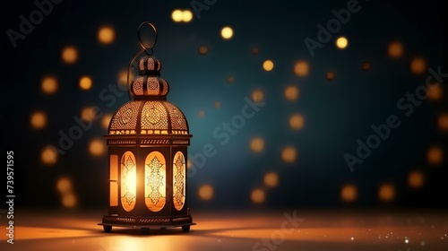 Ramadan Kareem background with arabic lantern and bokeh lights