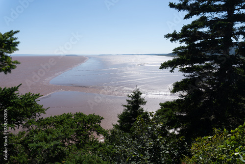 Hopewell's mud flats, coastline of Bay of Fundy. The Daniel’s Flats, northwestern side of Chignecto Bay (“north fork” of the upper Bay of Fundy), New Brunswick, Canada. Low Tide.