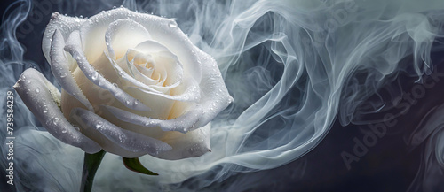 Biała róża, abstrakcyjny makro kwiat, tapeta. Puste miejsce