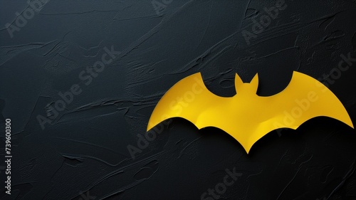 Yellow bat emblem on a textured black background