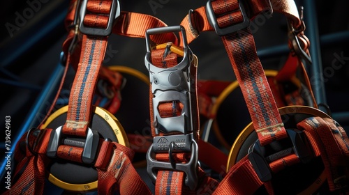 Climbing harness full body safety belt safe, safety belt extreme sports action outdoor.
