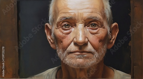 oil paint realistic of old human 