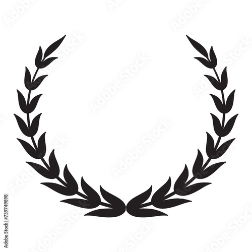 Laurel wreath. Laurel leaf crest sign. Roman wreath best movie nomination. Film festival award border.