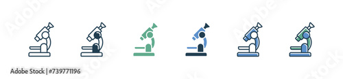 microscope icon set microbiology laboratory science equipment vector illustration for web and app