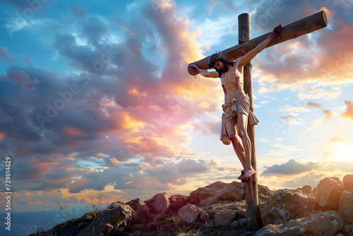 The crucified body of Jesus Christ in Jerusalem