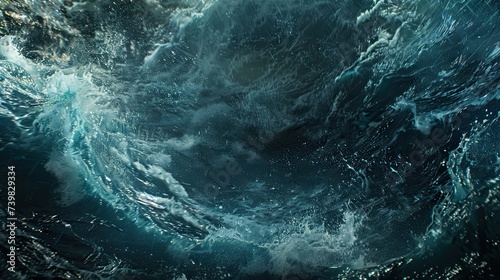 cinematic view half submerged under water. rough seas. storm. cinematic, realism