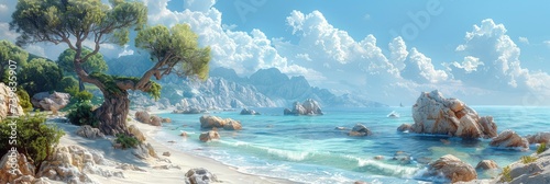 Coastal Wildlife Summer Abstract Background, Banner Image For Website, Background, Desktop Wallpaper