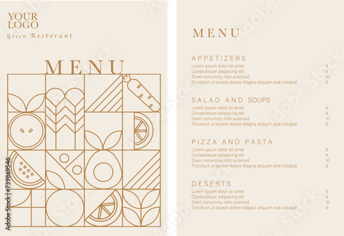 Healthy Food restaurant menu. Vegetarian menu design with vegan meals. Flyer template. Fast Food, Healthy Food, Flyer Design, Simple, Minimalist.