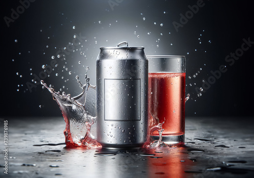 Beverage can with red soft drink