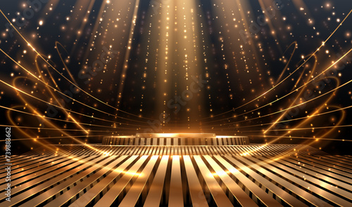 Golden stage with light rays effect
