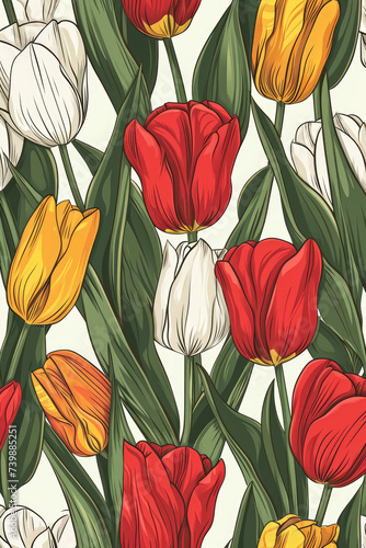 close up bouquet of colorful tulips as gift for easter, anniversary, birthday, mothers day In pastel spring colours with pink background isolated illustration vintage retro postcard style copy space