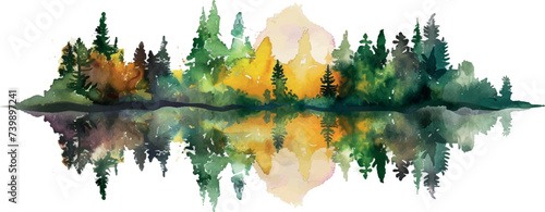 watercolor background landscape water forest