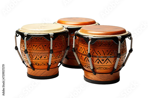 Rhythm percussion instruments bongo drums isolated on a Transparent background. Generative AI