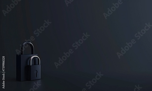 security background. padlock on black background. with empty space