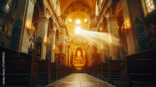 Beyond Earthly Realms: Exploring a Catholic Church Interior