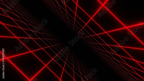 3d retro futuristic red abstract background. Wireframe neon laser swirl grid lines with stars. Retroway synthwave videogame sci-fi. Rave disco music poster. Halloween vampire minimalistic,