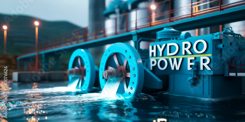 logo with "HYDRO POWER" written, ECOLOGY concept
