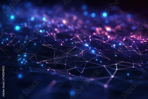 Cyber big data flow. Blockchain Indigo data fields. Network line connect stream