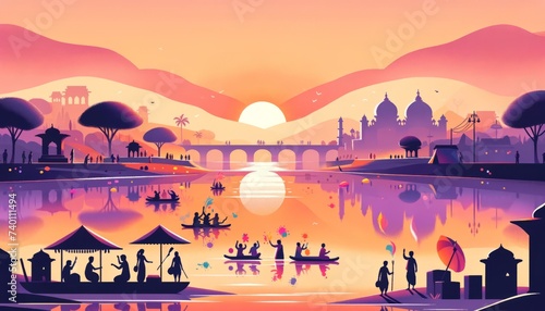 Peaceful Holi Sunrise on the River