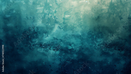 blue wall in the ocean in the style of dark green and