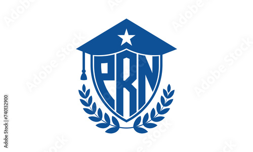 PRN three letter iconic academic logo design vector template. monogram, abstract, school, college, university, graduation cap symbol logo, shield, model, institute, educational, coaching canter, tech