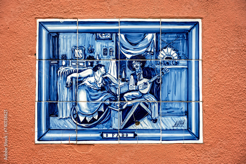 Azulejo street sign in the Alfama neighborhood of Lisbon, Portugal