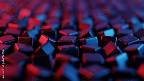Abstract 3D background composed of cubes, creating a visually striking and geometrically complex landscape..