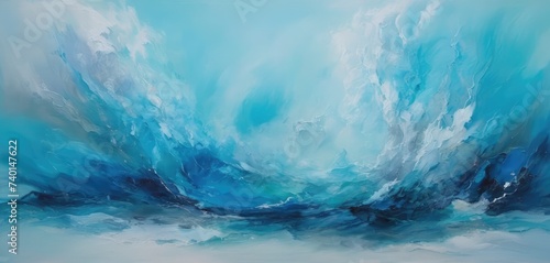 Background art, strokes of a wave of bright paint sea blue colors