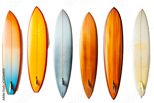 Set of surf boards on transparent background PNG