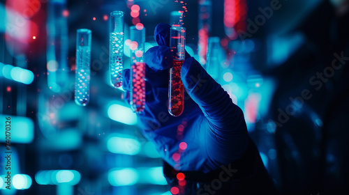 scientist holding medical testing tubes or vials of