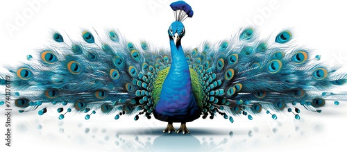 vector illustration of a peacock spreading its wings perfectly isolated on a white background