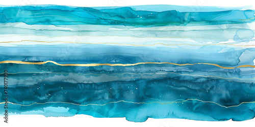 Aquamarine watercolor strip multilayered background