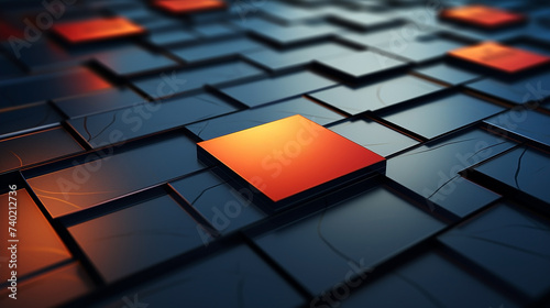 Corporate branding business card mockup background photo with black and orange rectangular 3D shapes 