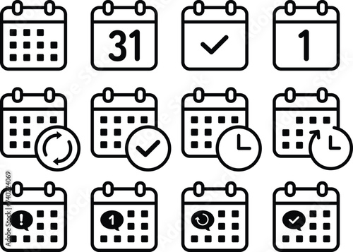 Set of calendar symbols. Meeting Deadlines icon.