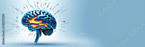 Human brain, AI technology, mind science, memory concept. Banner background
