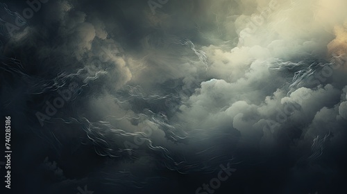 Ethereal Illumination: Mystical Dark Sky Revealing a Bright Light Amongst Ominous Clouds
