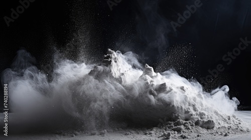Fine White Cement Powder Heap on Stylish Jet Black Background