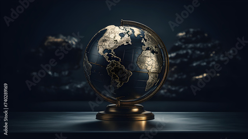 Detailed Photorealistic Depiction of the Earth Globe with Accurately Illustrated Geographical Features