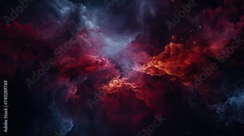 Vibrant Smoke Swirls in Deep Hues Creating a Mysterious and Dramatic Effect on Dark Background