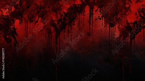Sinister Red and Black Background Revealing Blood Dripping from Branches in Gruesome Design