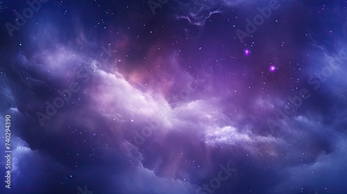 Awe-Inspiring Purple and Blue Galaxy Wallpaper with Cosmic Nebula and Shining Stars