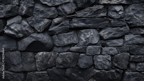 Intriguing Black Stone Wall Texture Contrasted Against Dark Background