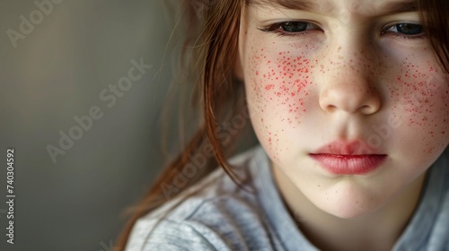 Vue sur le visage d'une jeune fille avec des rougeurs » IA générative