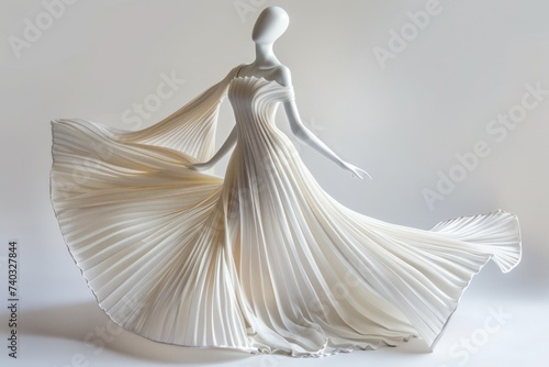 Elegant white gown fashion design on white