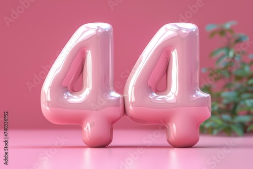 Numeral 44 forty four, date or birthday concept. Background with selective focus and copy space